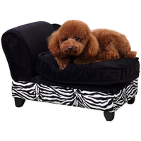 Easycomfort Divano per Cani di Taglia Piccola e Media con Spazio Portaoggetti, in Legno e Peluche, 57x34x36 cm, Bianco e Nero