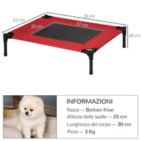 EasyComfort Cuccia Estiva Brandina per Cani fino a 18kg da Esterno e Interno Lettino per Animali 76x61x18cm Rosso