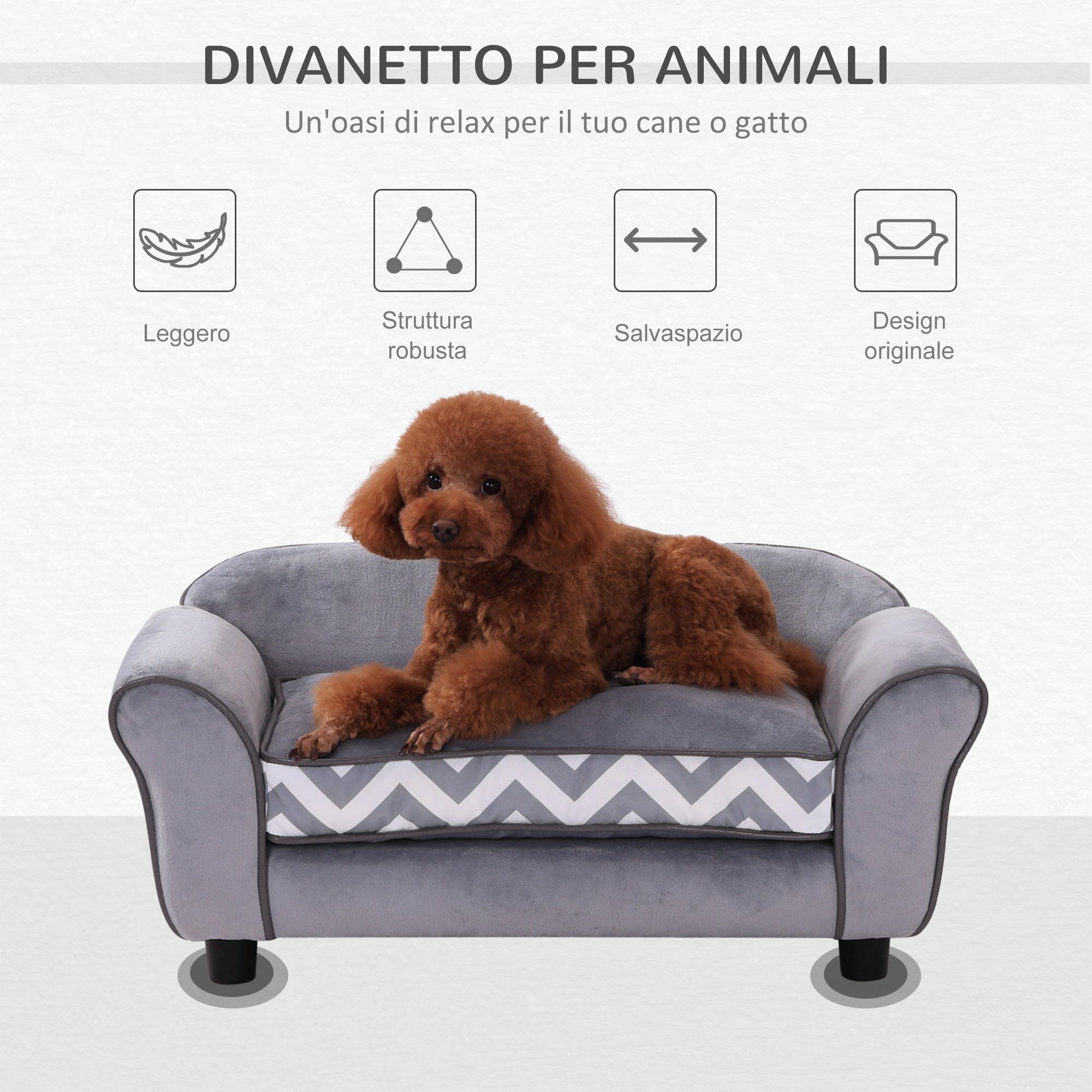 Easycomfort Divanetto per cani Cuccia per Animali Domestici, Grigio, 73.5x41x33cm