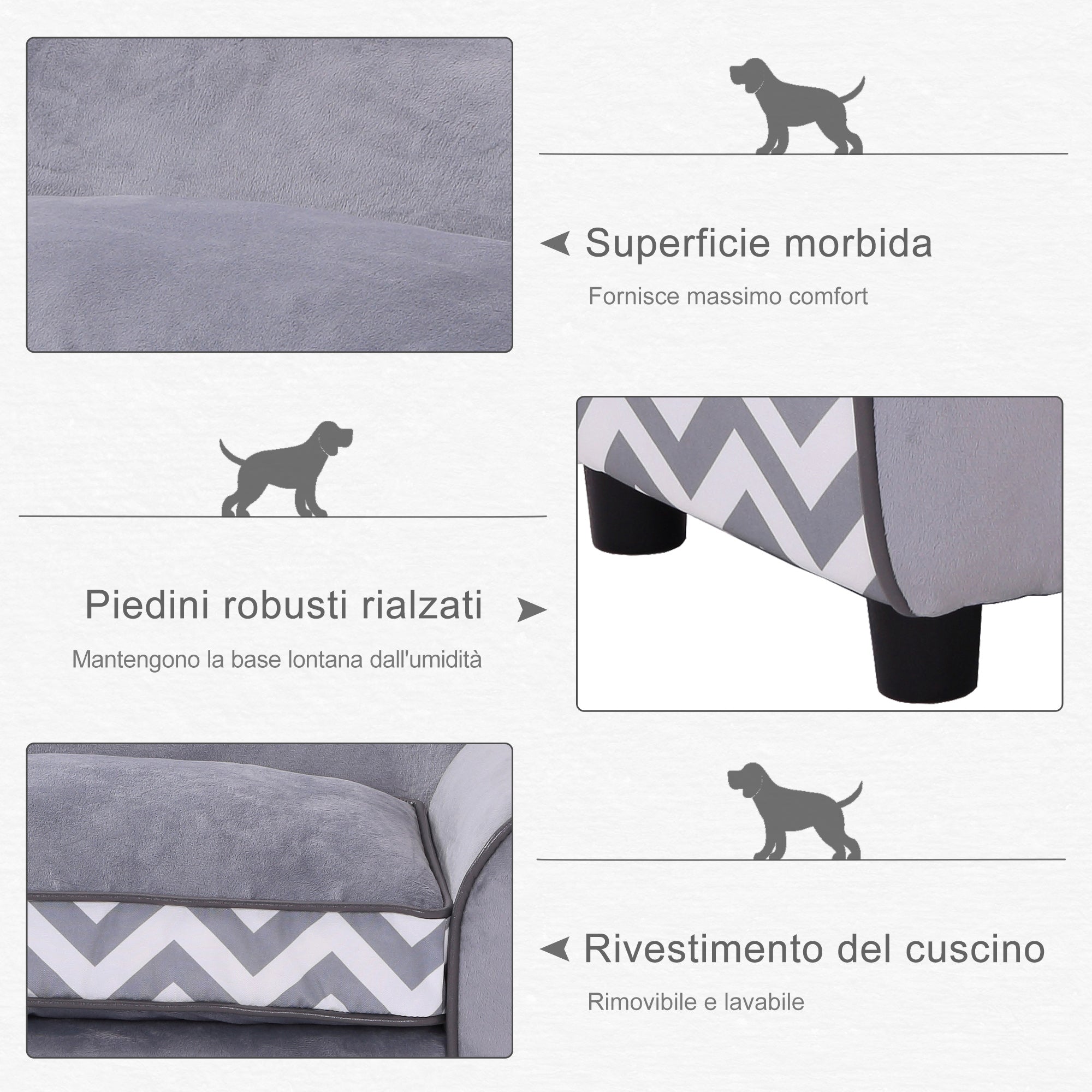 Easycomfort Divanetto per cani Cuccia per Animali Domestici, Grigio, 73.5x41x33cm