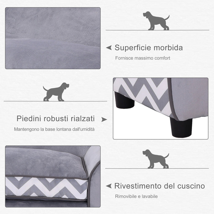 Easycomfort Divanetto per cani Cuccia per Animali Domestici, Grigio, 73.5x41x33cm