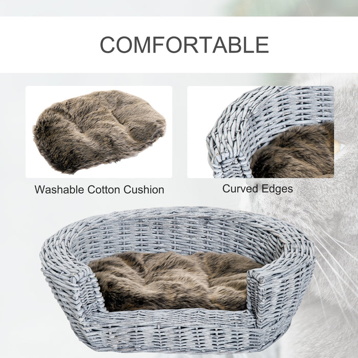 Easycomfort Cuccia per Gatti Cani Animali Domestici con Cuscino Morbido per Interno Rattan 57 × 46 × 17.5cm