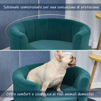 Easycomfort Divano per Cani Imbottito con Schienale e Cuscino Rimovibile, Cuccia per Gatto da Interno, 65x64x37cm, Verde