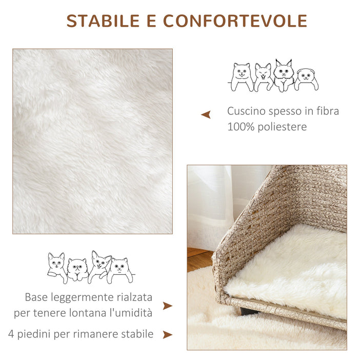 Cuccia per Cani e Gatti 70,5x40x37,5 cm con Cuscino Beige