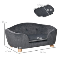 EasyComfort Cuccia per Cani di Taglia Piccola, Divanetto per Cani da Interno con Cuscino Lavabile, 70x47x30cm - Grigio Antracite