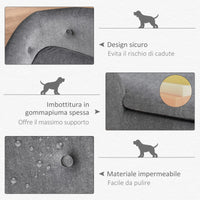 EasyComfort Cuccia per Cani di Taglia Piccola, Divanetto per Cani da Interno con Cuscino Lavabile, 70x47x30cm - Grigio Antracite