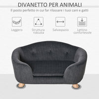 EasyComfort Cuccia per Cani di Taglia Piccola, Divanetto per Cani da Interno con Cuscino Lavabile, 70x47x30cm - Grigio Antracite