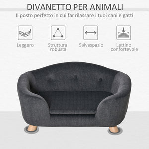 EasyComfort Cuccia per Cani di Taglia Piccola, Divanetto per Cani da Interno con Cuscino Lavabile, 70x47x30cm - Grigio Antracite