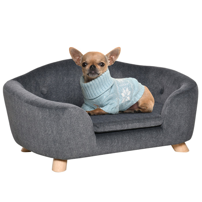 EasyComfort Cuccia per Cani di Taglia Piccola, Divanetto per Cani da Interno con Cuscino Lavabile, 70x47x30cm - Grigio Antracite