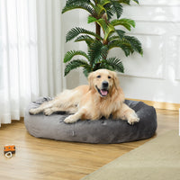 Cuccia Imbottita per Cani 132x89x28 cm in Tessuto Vellutato Grigio Scuro