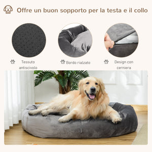 Cuccia Imbottita per Cani 132x89x28 cm in Tessuto Vellutato Grigio Scuro