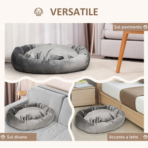 Cuccia Imbottita per Cani 132x89x28 cm in Tessuto Vellutato Grigio Scuro