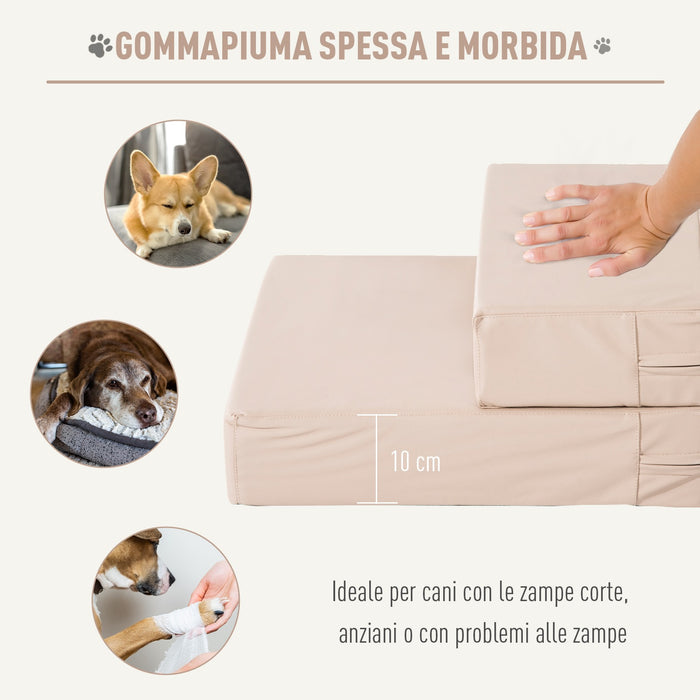 EasyComfort Scaletta per Cani Materassino 2 in 1 in PU e Gommapiuma 45x39x20cm Beige