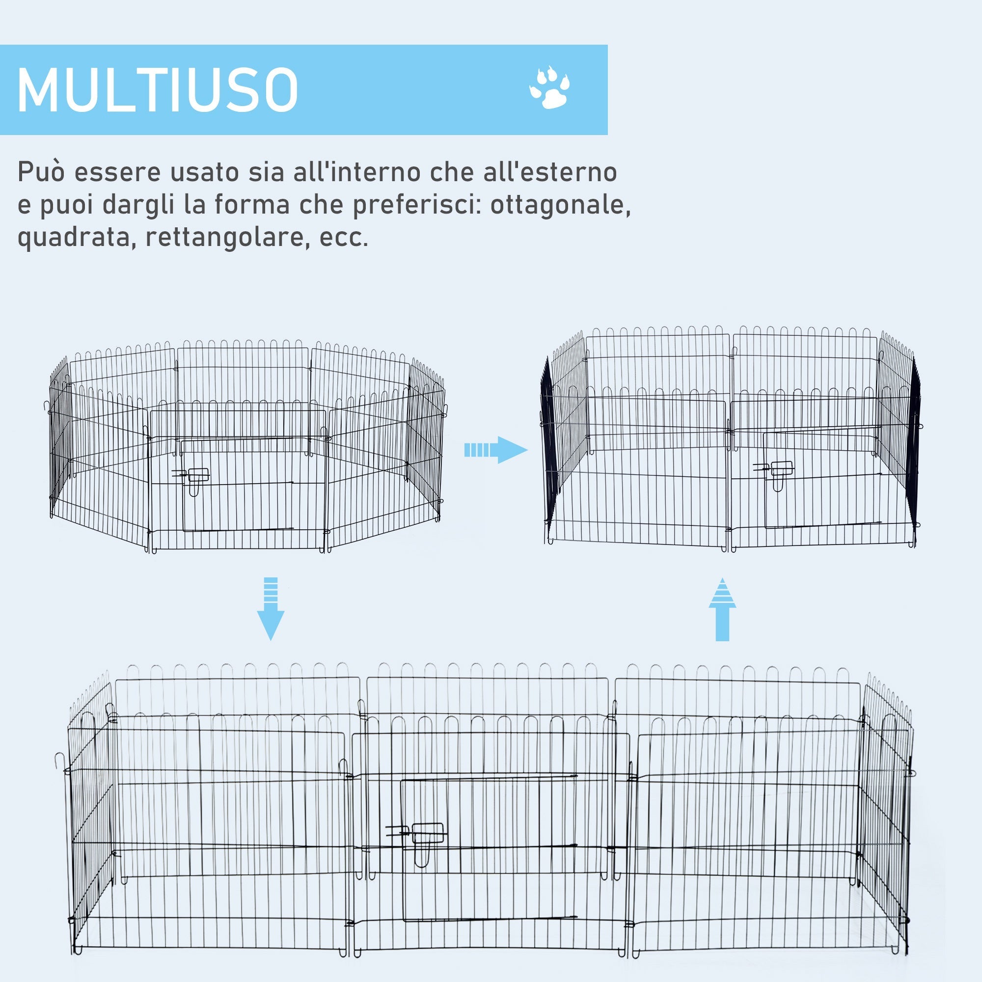 Recinto per Animali in Acciaio Ø158x61 cm Nero