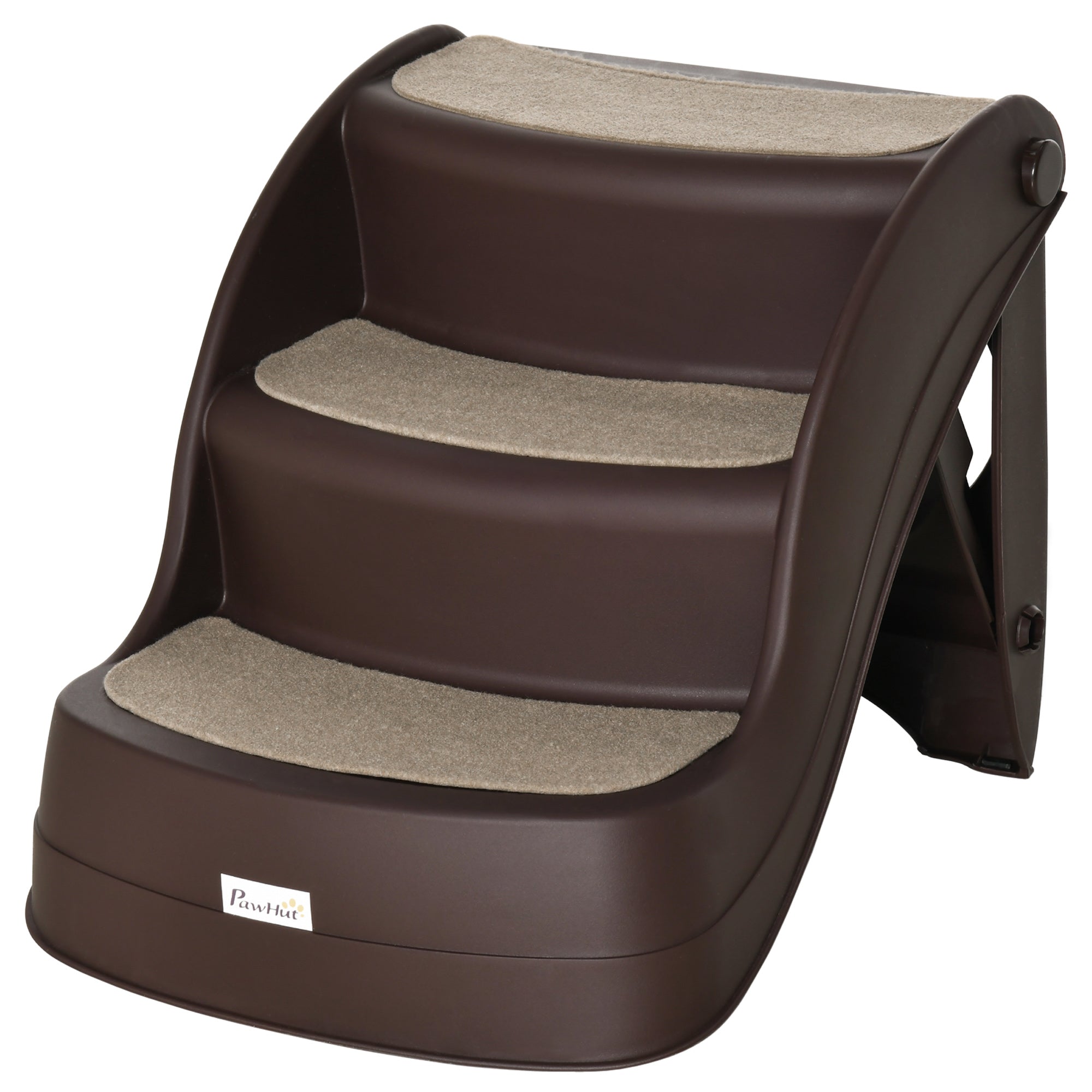 EasyComfort Scaletta per Cani Pieghevole con 3 Gradini Antiscivolo in PP, 49x38x38 cm, Marrone