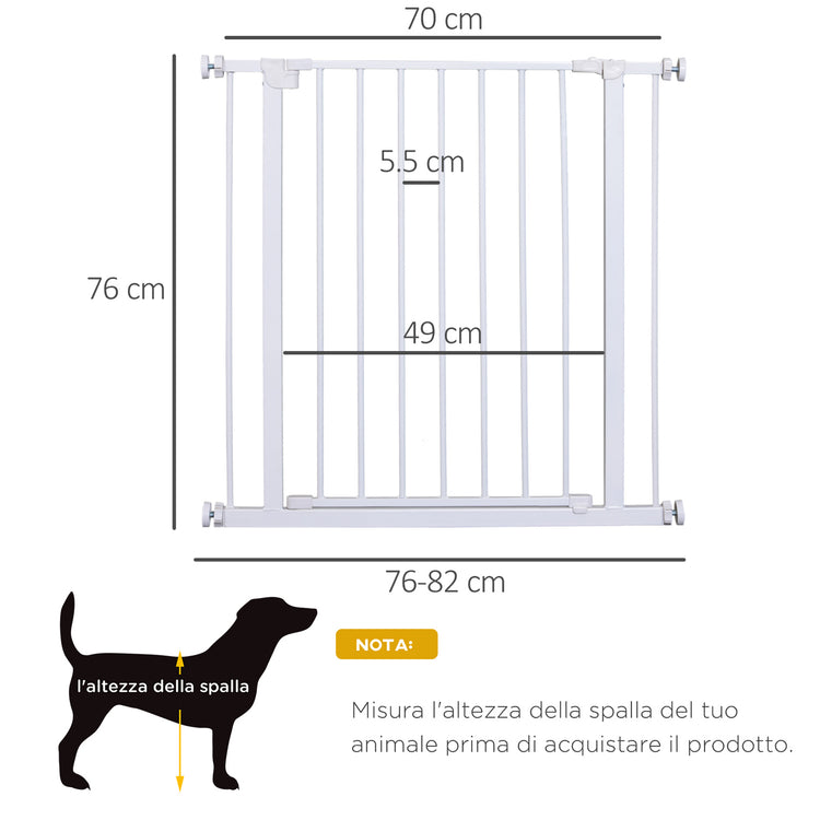 Easycomfort Cancelletto di Sicurezza per Animali Allargabile Facile Installazione con Supporti a Pressione Acciaio Resistente con una Finitura Verniciata a Polvere Bianco 76x76-82cm