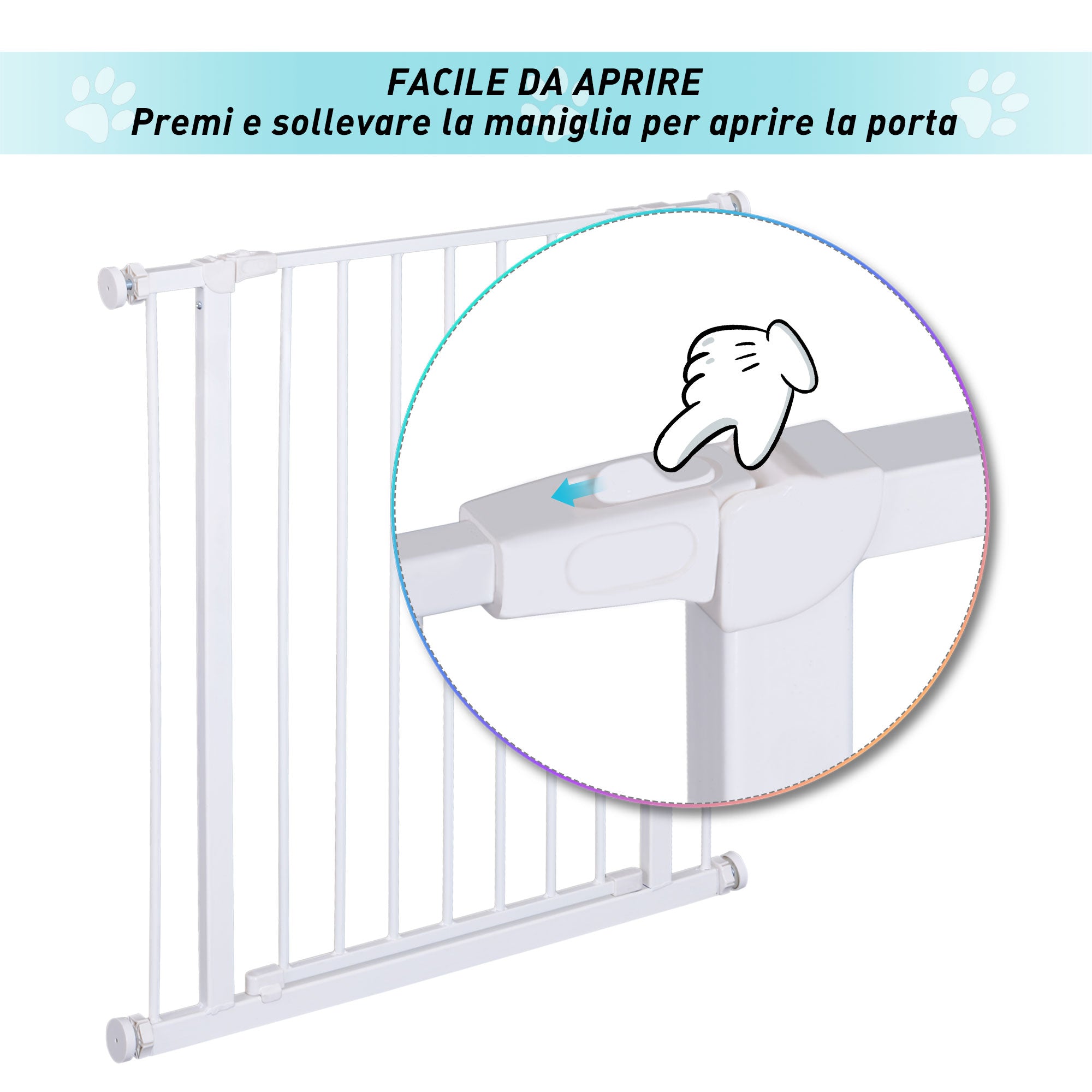 Easycomfort Cancelletto di Sicurezza per Animali Allargabile Facile Installazione con Supporti a Pressione Acciaio Resistente con una Finitura Verniciata a Polvere Bianco 76x76-82cm