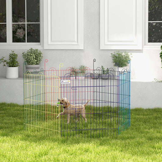 Easycomfort Cancellino per Cani a 6 Pannelli in Metallo con Chiusura a Scatto, Ø120x60 cm, Multicolore