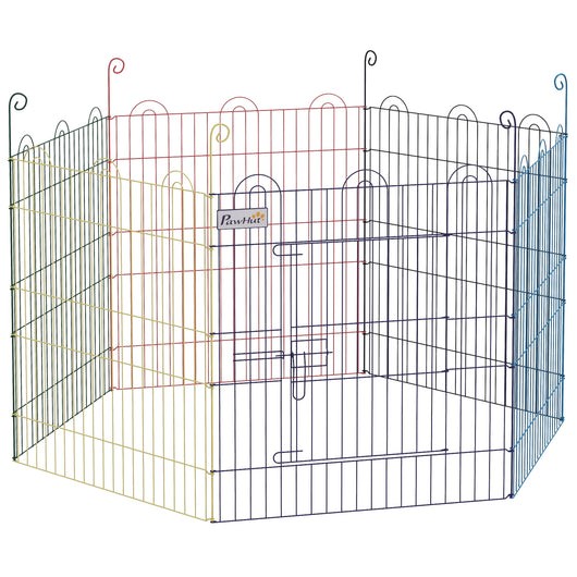 Easycomfort Cancellino per Cani a 6 Pannelli in Metallo con Chiusura a Scatto, Ø120x60 cm, Multicolore