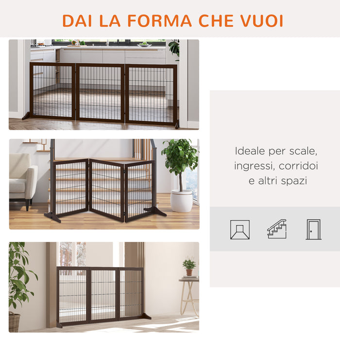 Easycomfort Cancelletto Pieghevole e Regolabile in Legno di Pino e Metallo con Base Stabile, per Cani e Cuccioli, 185x36x71cm