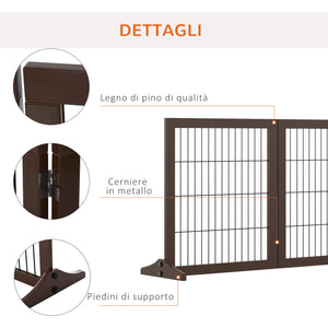 Easycomfort Cancelletto Pieghevole e Regolabile in Legno di Pino e Metallo con Base Stabile, per Cani e Cuccioli, 185x36x71cm