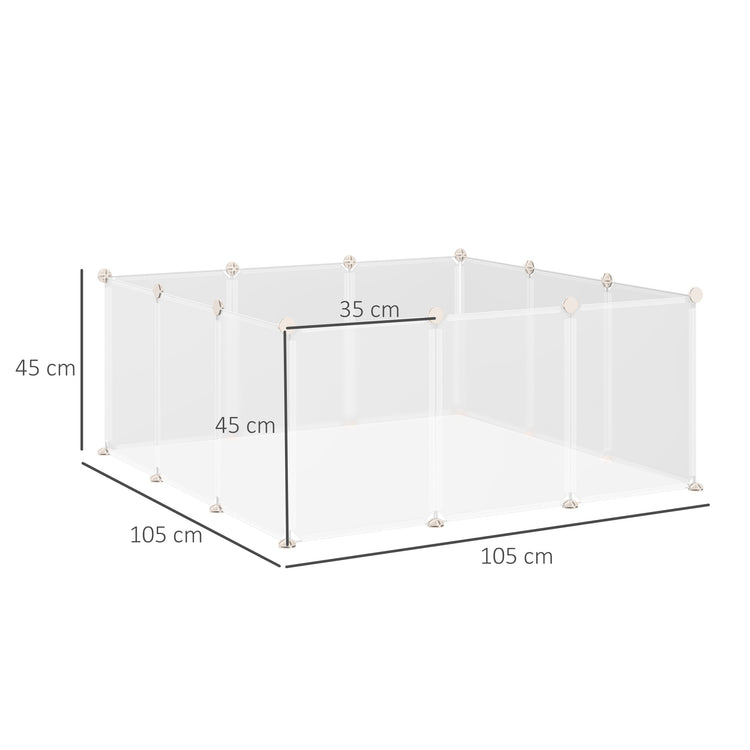 EasyComfort Recinto per Conigli, Cuccioli e Piccoli Animali Modulabile in Metallo e PP, 12 Pannelli da 35x45cm Bianco