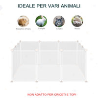 EasyComfort Recinto per Conigli, Cuccioli e Piccoli Animali Modulabile in Metallo e PP, 12 Pannelli da 35x45cm Bianco