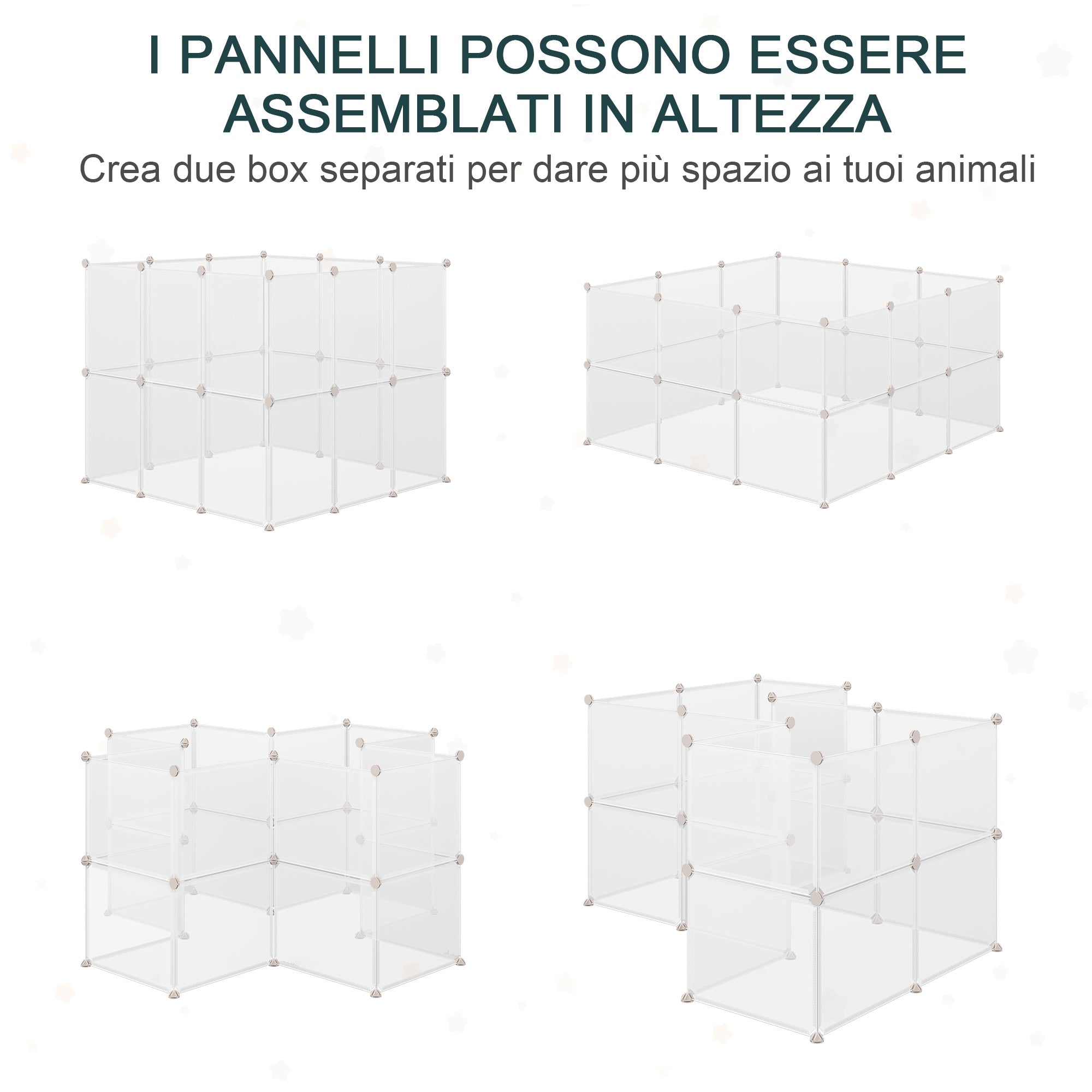 EasyComfort Recinto per Conigli, Cuccioli e Piccoli Animali Modulabile in Metallo e PP, 12 Pannelli da 35x45cm Bianco