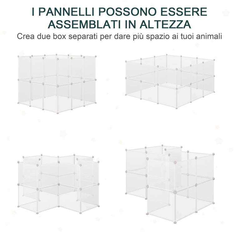 EasyComfort Recinto per Conigli, Cuccioli e Piccoli Animali Modulabile in Metallo e PP, 12 Pannelli da 35x45cm Bianco