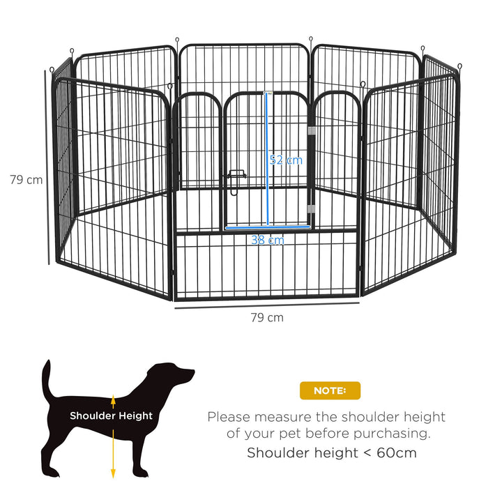 EasyComfort Recinto per Cani e per Cuccioli, Recinto Modulare per Cani da Interno ed Esterno in Metallo e Acciaio 8 Pannelli 79x79cm