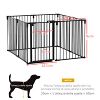 EasyComfort Cancelletto di Sicurezza Pieghevole 8 Sezioni, Cancellino Barriera per Cani in Acciaio, Sistema di Blocco e Chiusura Automatica, Nero