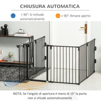 EasyComfort Cancelletto di Sicurezza Pieghevole 6 Sezioni, Cancellino Barriera per Cani in Acciaio, Sistema di Blocco e Chiusura Automatica, Nero