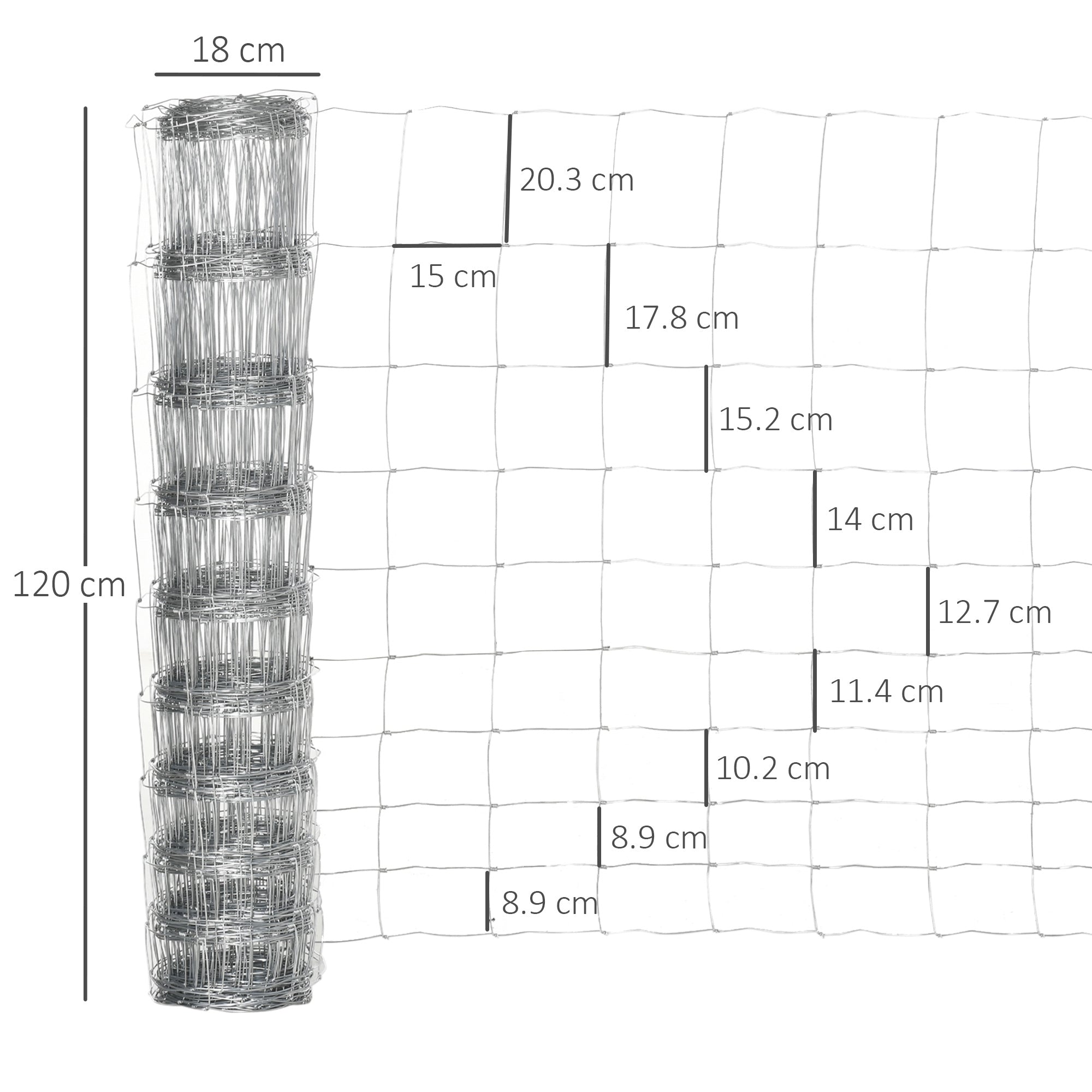 EasyComfort Rotolo di Rete per Recinzione Metallica Zincata da 26.1m, Altezza 1.2m, Argento