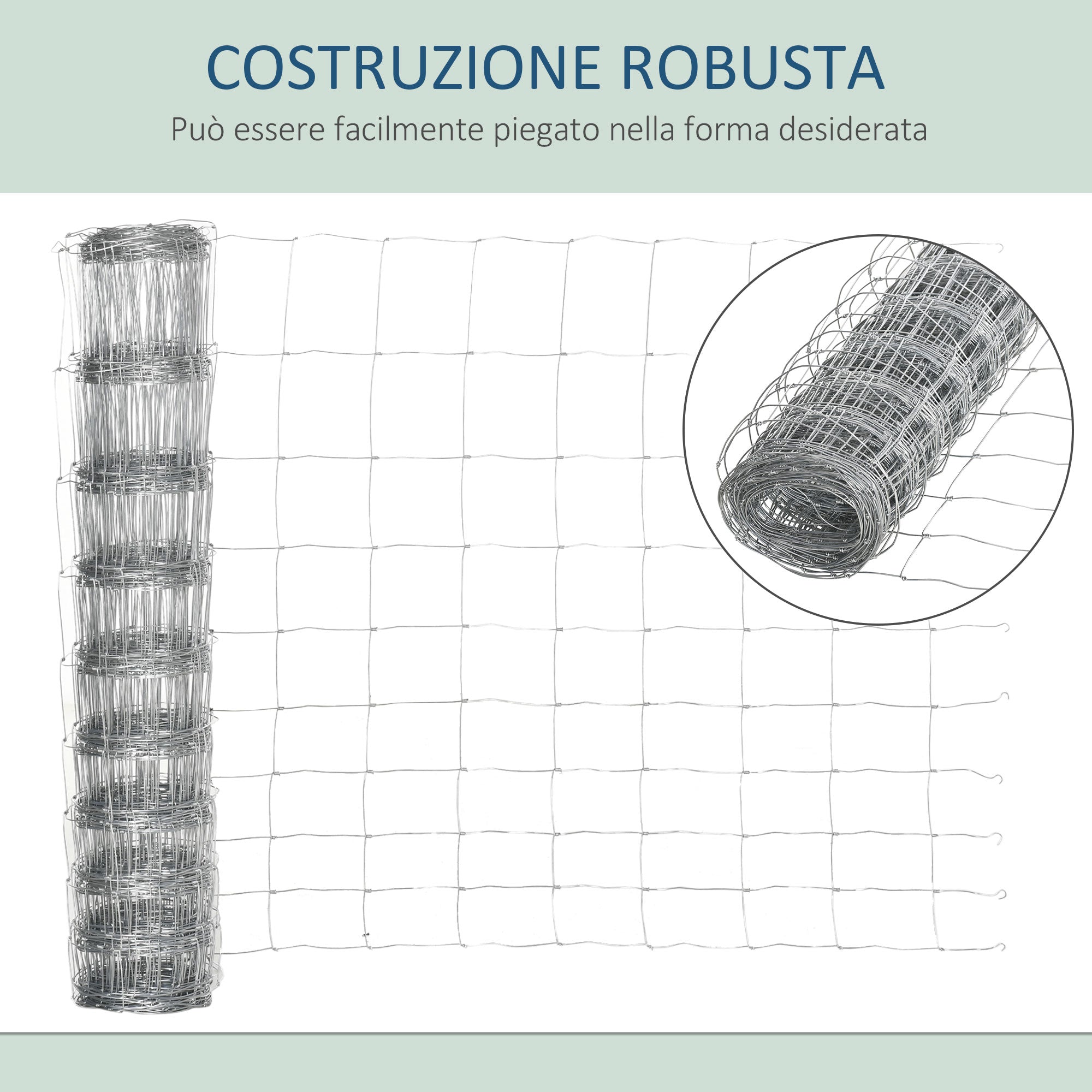 EasyComfort Rotolo di Rete per Recinzione Metallica Zincata da 26.1m, Altezza 1.2m, Argento