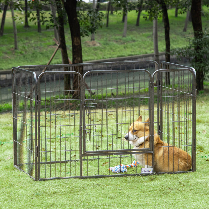 EasyComfort Box per Cani in Metallo con Porta e Vassoio sul Fondo, 125x78x80cm, Grigio