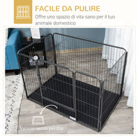 EasyComfort Box per Cani in Metallo con Porta e Vassoio sul Fondo, 125x78x80cm, Grigio