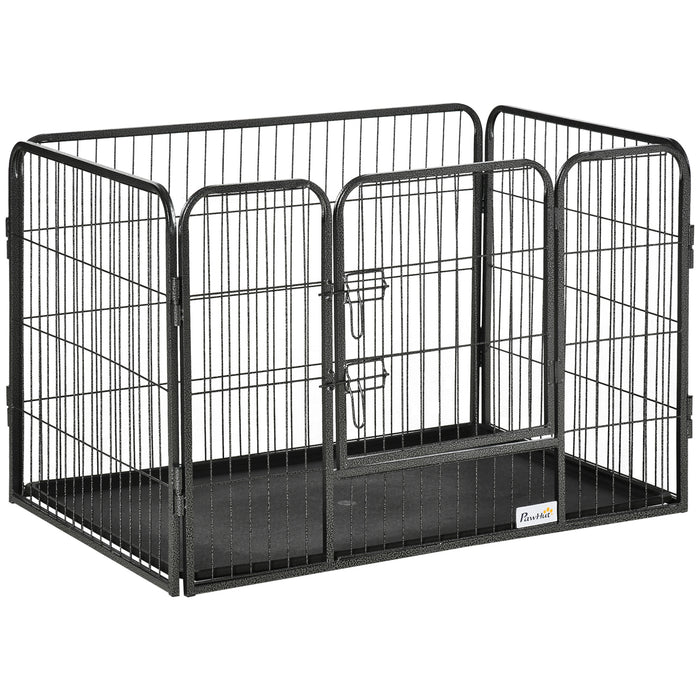 EasyComfort Box per Cani in Metallo con Porta e Vassoio sul Fondo, 125x78x80cm, Grigio