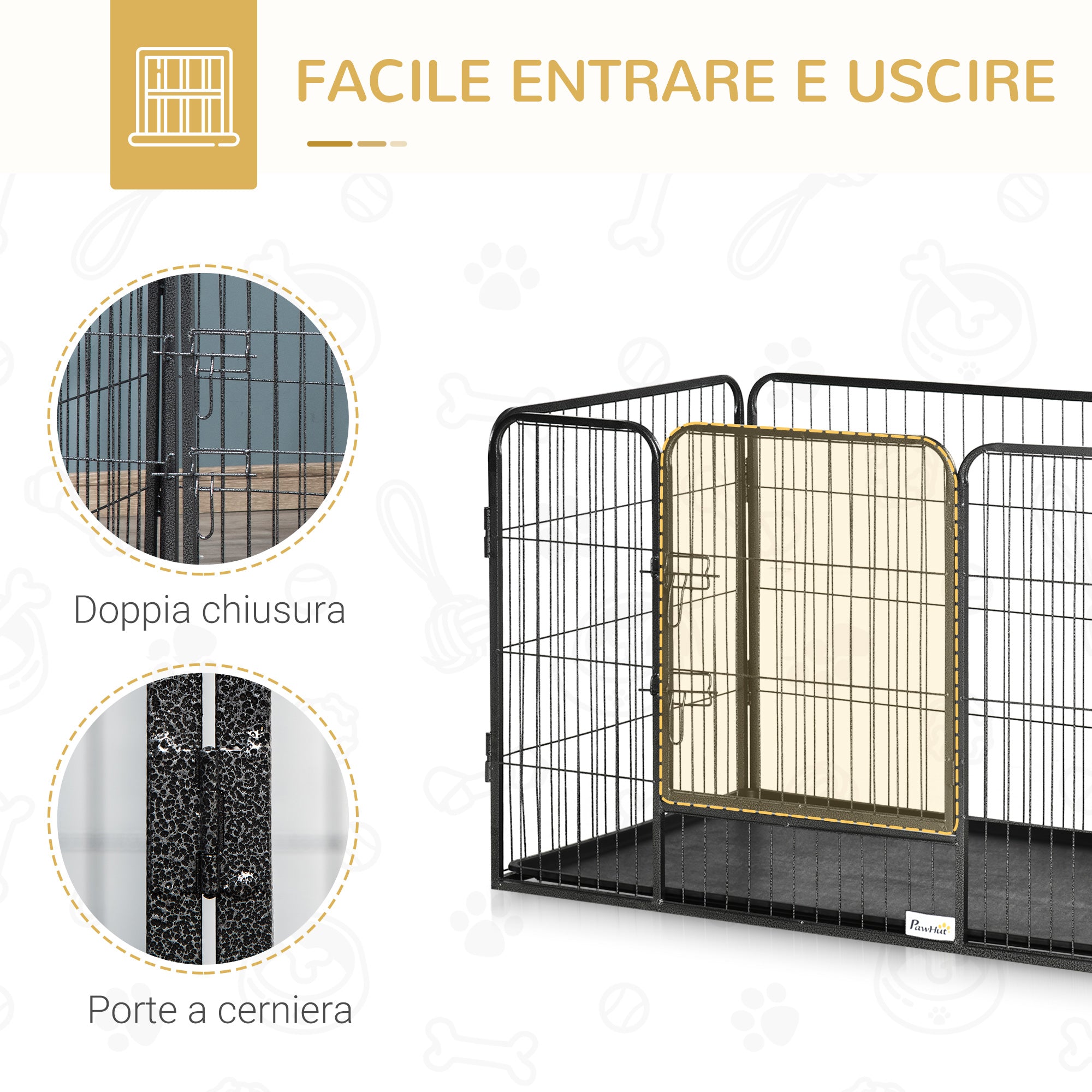 EasyComfort Box per Cani in Metallo con Porta e Vassoio sul Fondo, 109x74x71cm, Grigio