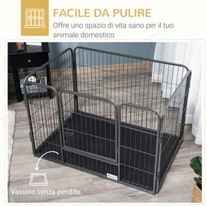 EasyComfort Box per Cani in Metallo con Porta e Vassoio sul Fondo, 109x74x71cm, Grigio