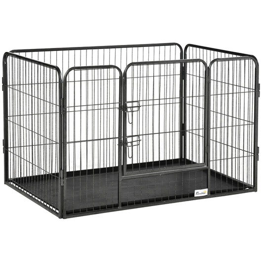 EasyComfort Box per Cani in Metallo con Porta e Vassoio sul Fondo, 109x74x71cm, Grigio