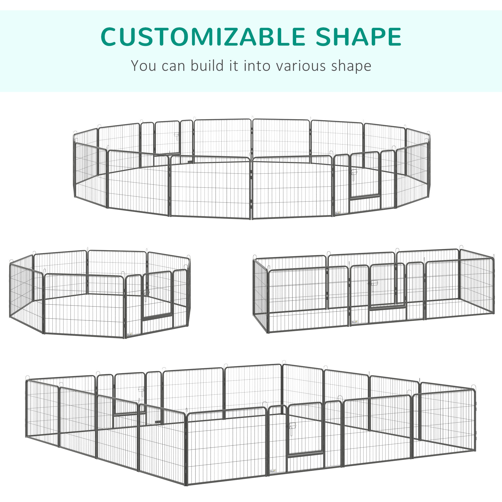 EasyComfort Recinto per Cani e Cuccioli con 16 Pannelli Modulabili e 2 Ingressi, 80x1.5x60cm