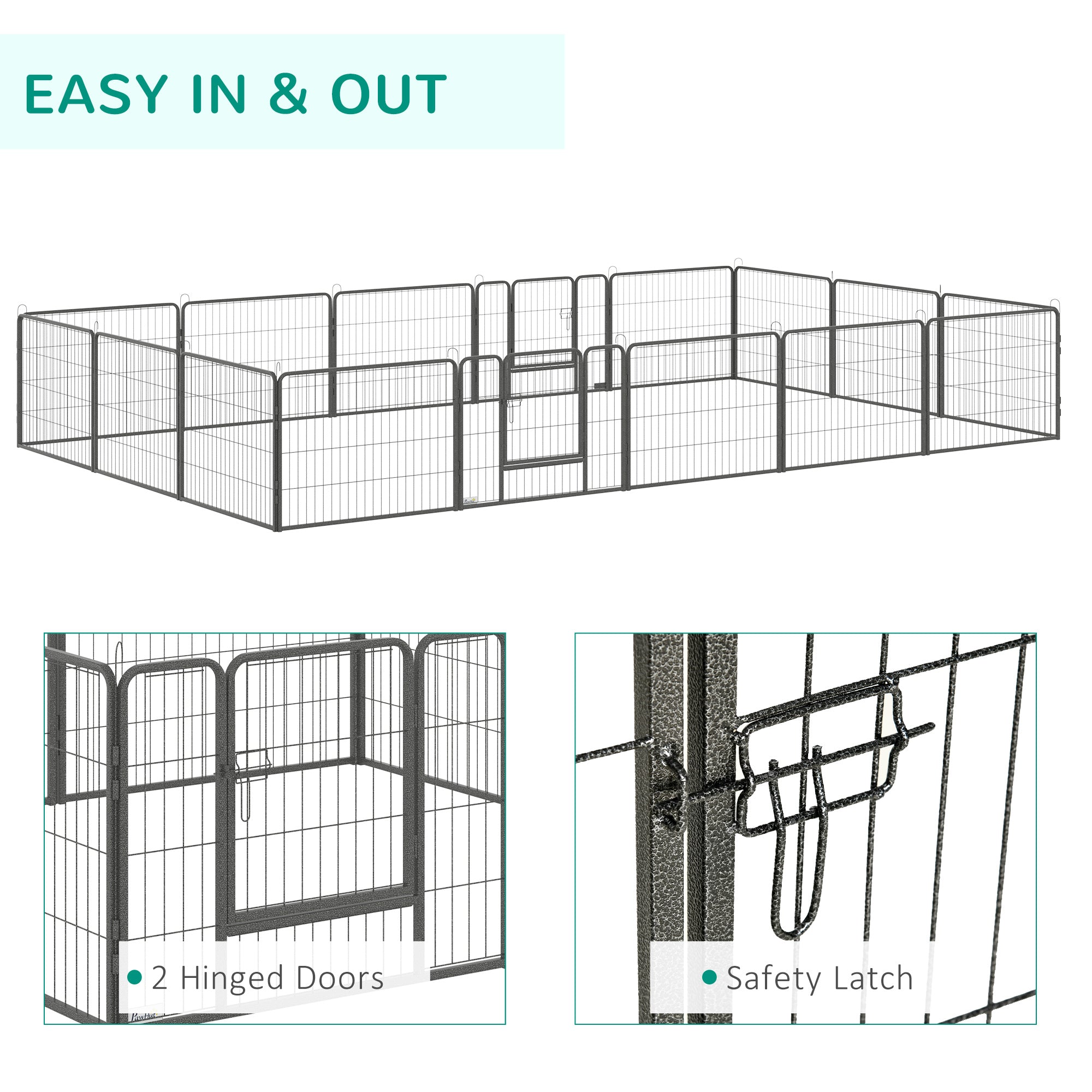 EasyComfort Recinto per Cani e Cuccioli con 16 Pannelli Modulabili e 2 Ingressi, 80x1.5x60cm