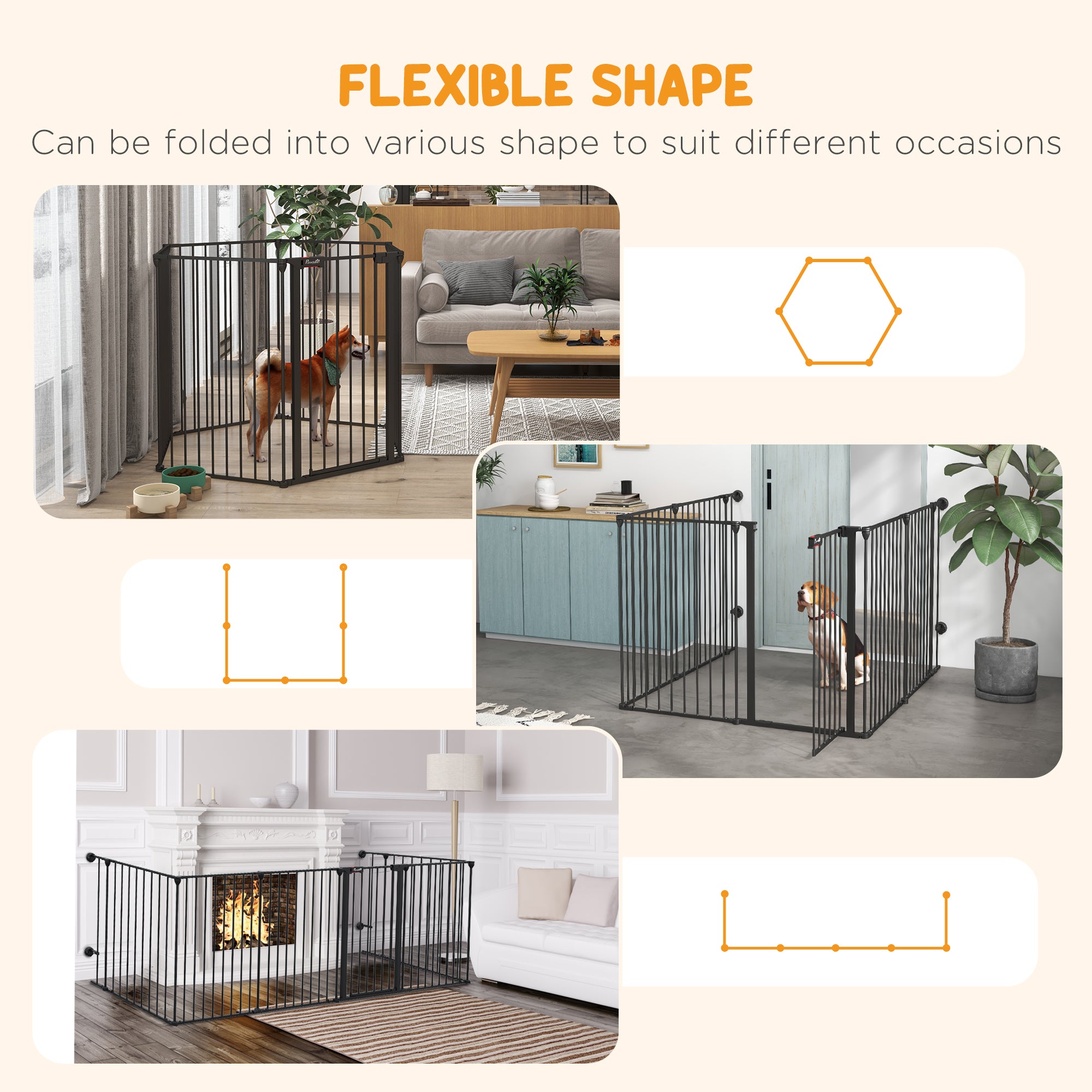 Easycomfort Cancellino per Cani Taglia Media Pieghevole e Modulabile in Metallo e Plastica, 123x102x90 cm, Nero