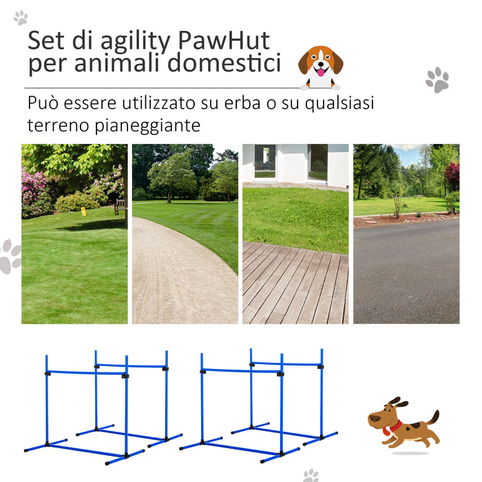 EasyComfort Set di 4 Ostacoli Agility Dog per Addestramento Cani ad Altezza Regolabile con Borsa da Trasporto Inclusa, 99x65x94cm, Blu