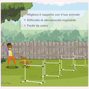 Easycomfort Set di 4 Ostacoli Agility Dog per Addestramento Cani con Sacca di Trasporto, Altezza delle Barre Orizzontali Regolabili, 99x65x94cm