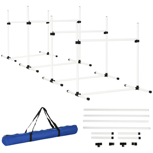 Easycomfort Set di 4 Ostacoli Agility Dog per Addestramento Cani con Sacca di Trasporto, Altezza delle Barre Orizzontali Regolabili, 99x65x94cm