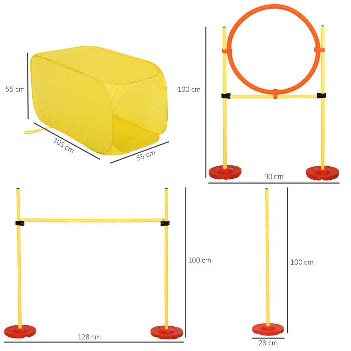 EasyComfort Set Agility Dog per Addestramento Cani con Ostacoli Regolabili, Slalom e Tunnel