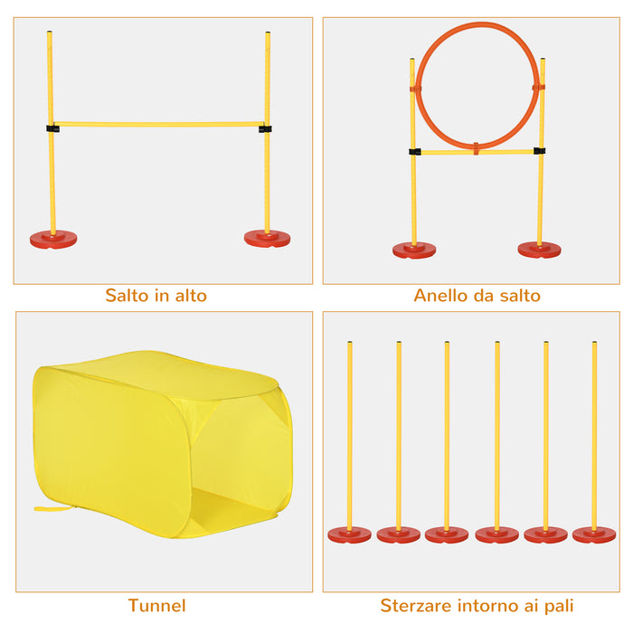 EasyComfort Set Agility Dog per Addestramento Cani con Ostacoli Regolabili, Slalom e Tunnel