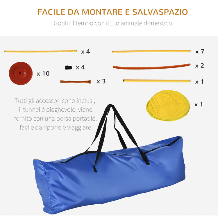 EasyComfort Set Agility Dog per Addestramento Cani con Ostacoli Regolabili, Slalom e Tunnel