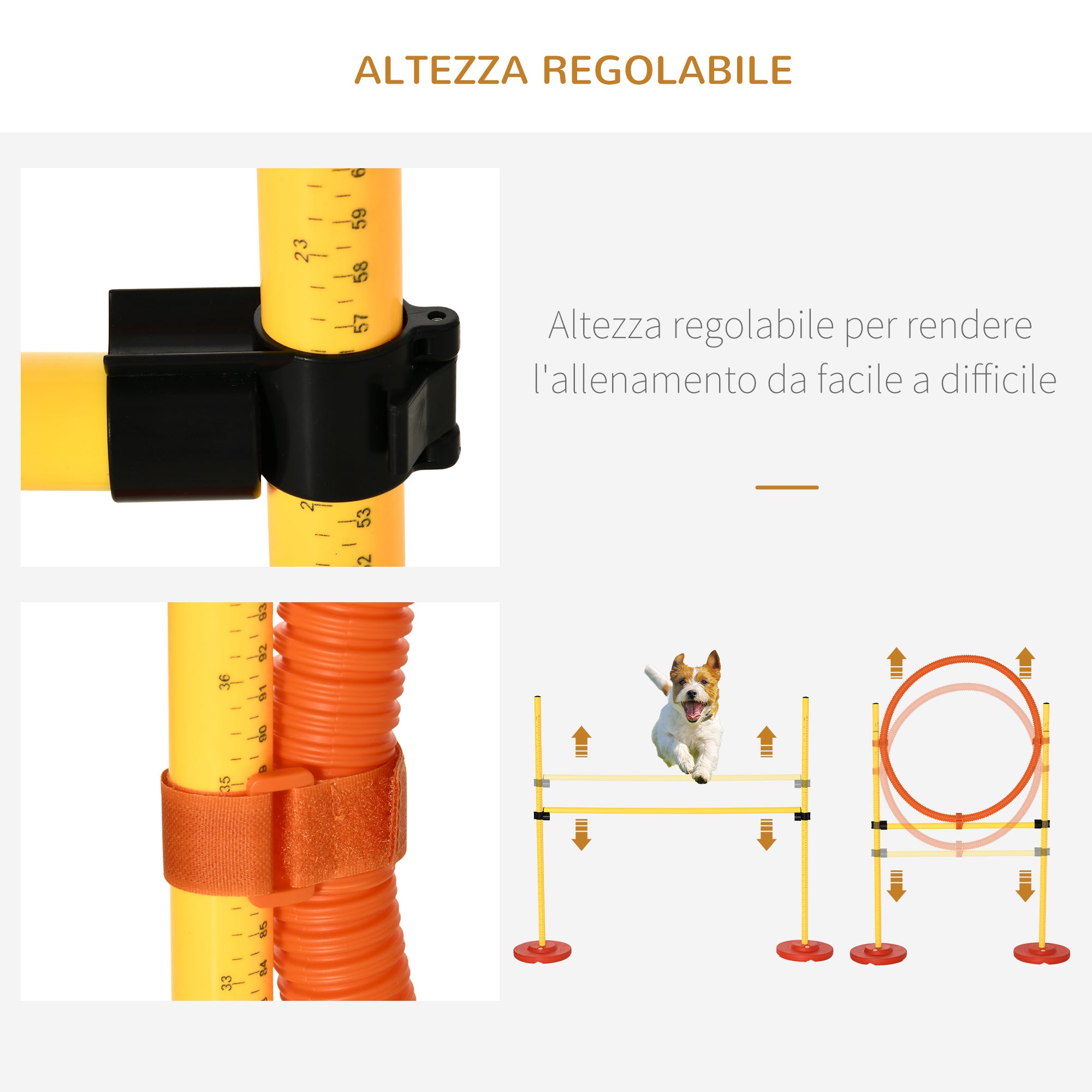 EasyComfort Set Agility Dog per Addestramento Cani con Ostacoli Regolabili, Slalom e Tunnel